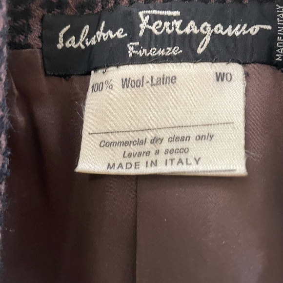 Salvatore Ferragamo Houndstooth Long Wool Italian Coat size XS - Picture 3 of 11